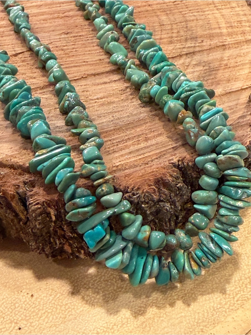 Turquoise Chip Bead Necklace - genuine turquoise Strand